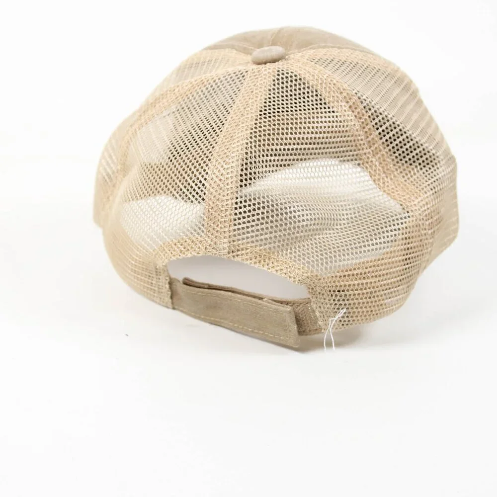 New Explorer Trucker Hat - Khaki with Mountain Patch